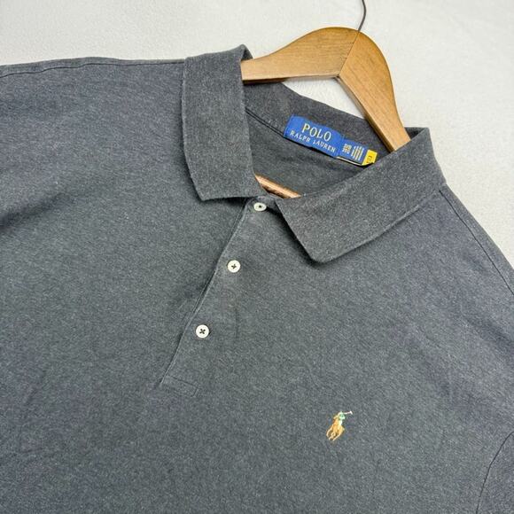 Ralph Lauren Polo Shirt Mens 3XL 3XL Big Gray Solid Embroidered Pony logo Preppy - Picture 6 of 8